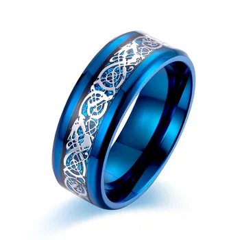 BOEYCJR IP Mėlyna Anglies pluošto, Titano Plieno Žiedas Vyrų Žiedai bižuterijos Pasisekė Energijos Piršto Žiedai Vyrams